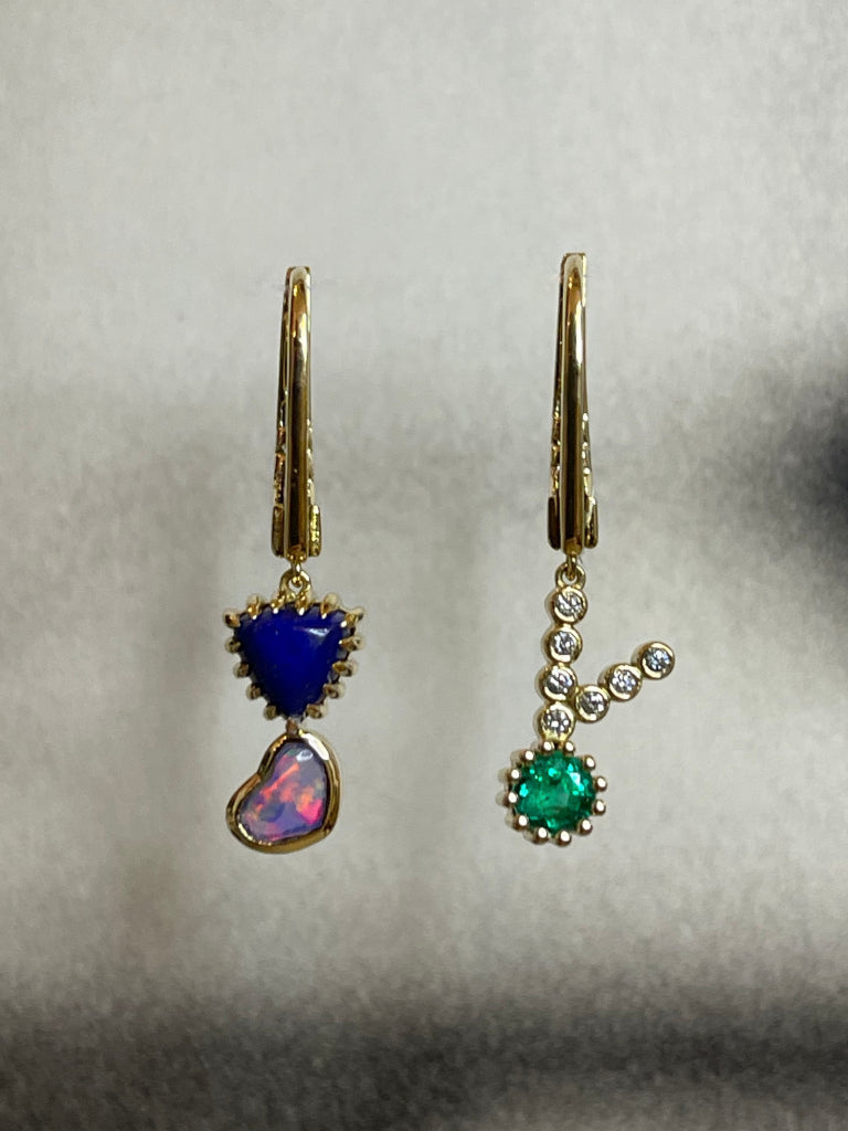18k Yellow Gold Emerald Gemstone Earrings 