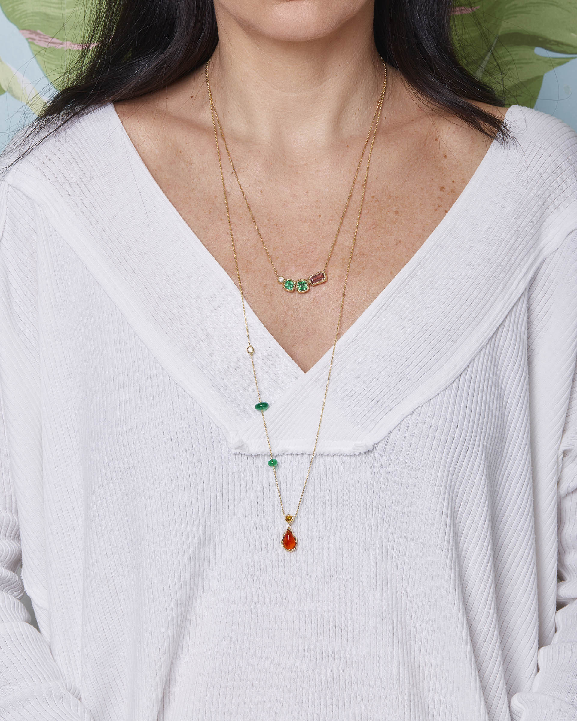 Two Deep Green Pendant for Women 