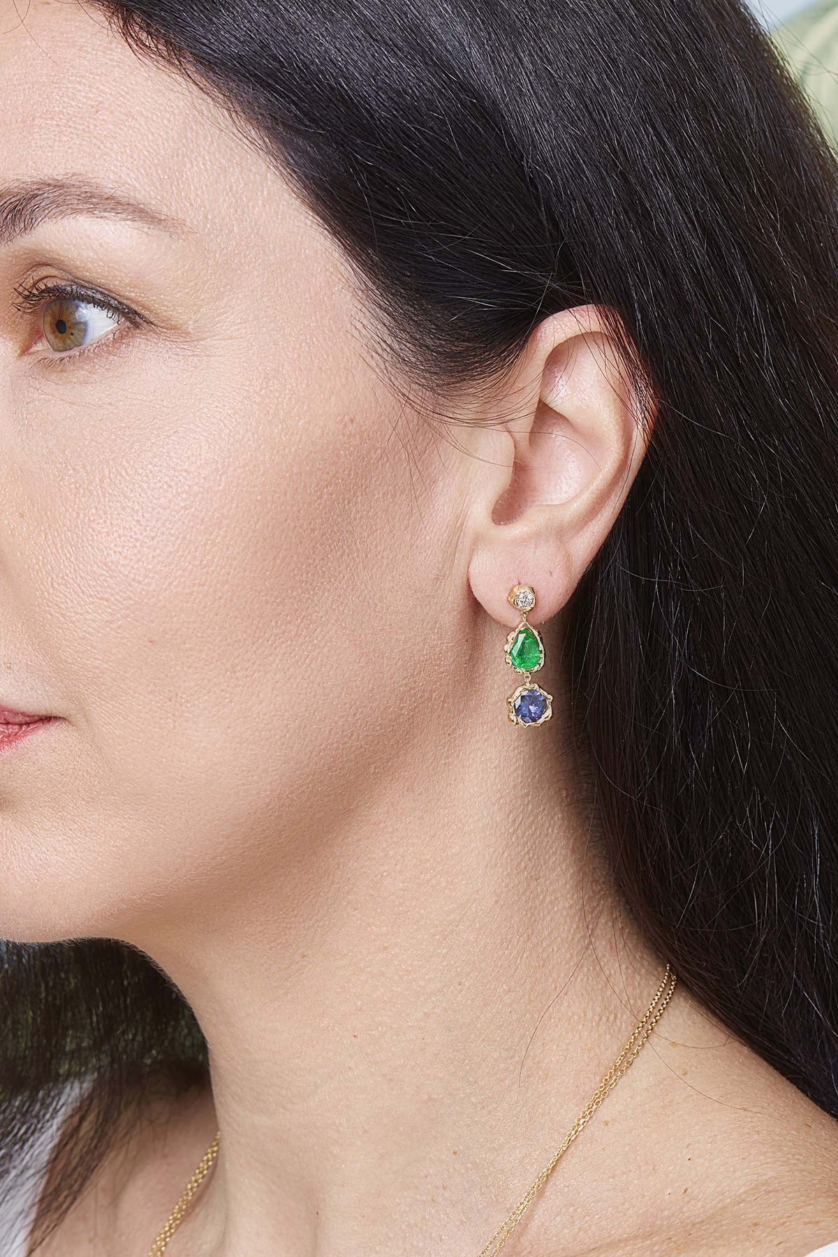 Sparkling Green Emerald Mismatched Earrings  