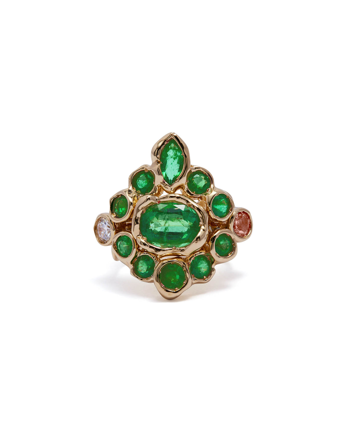 Divinity Emerald Ring: A Set of Trio Rings in 18K Yellow Gold 