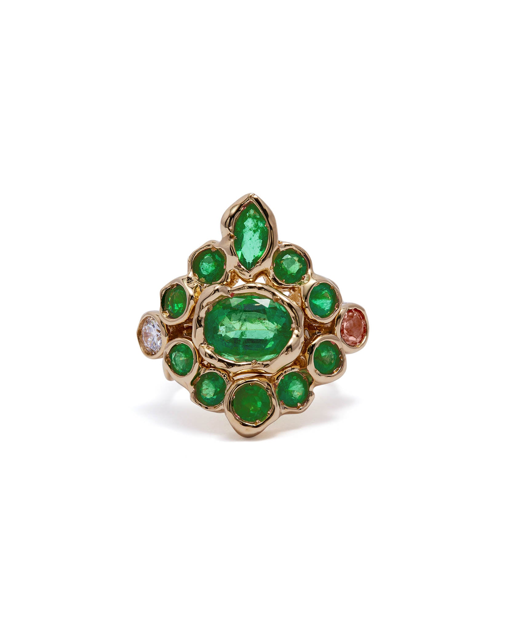 Divinity Emerald Ring: A Set of Trio Rings in 18K Yellow Gold 