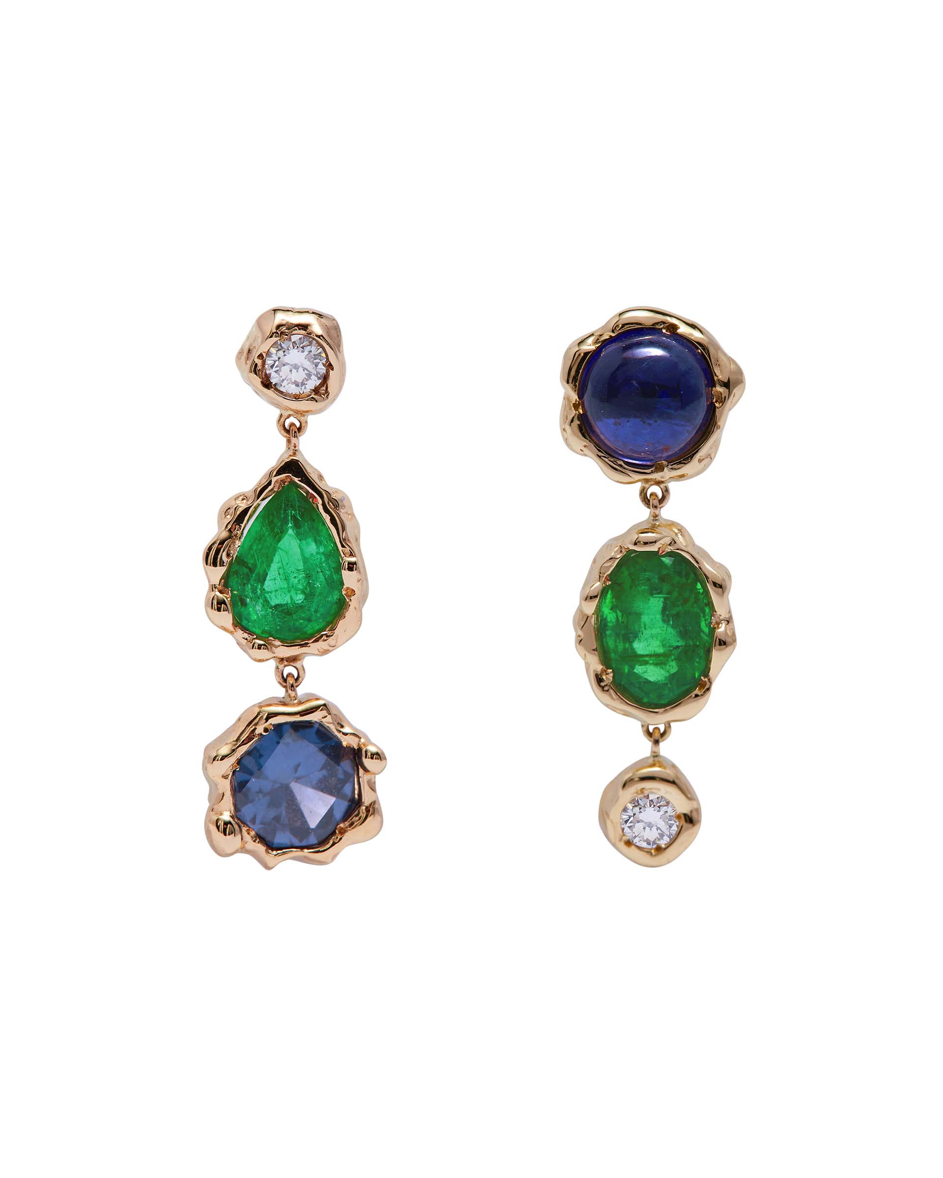 Sparkling Green Emerald Mismatched Earrings  