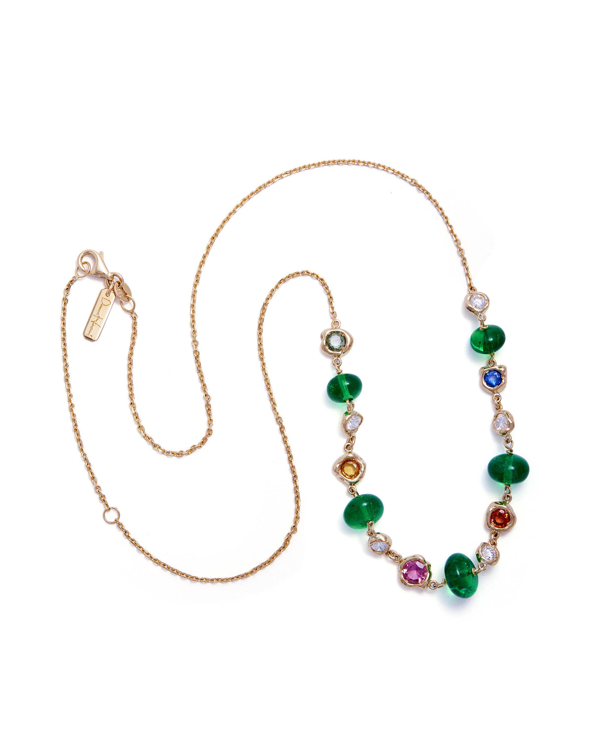  Diamond, Emerald & Multicolored Sapphires Necklace