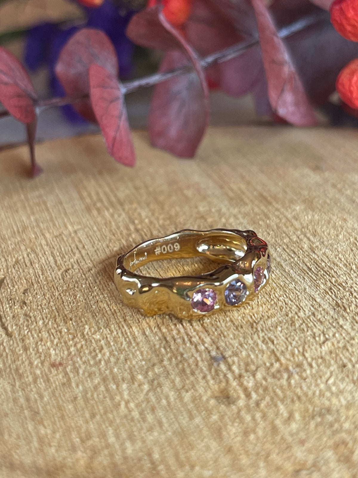 Bespoke Pink & Lilac Spinels 18k Gold Ring Handcrafted